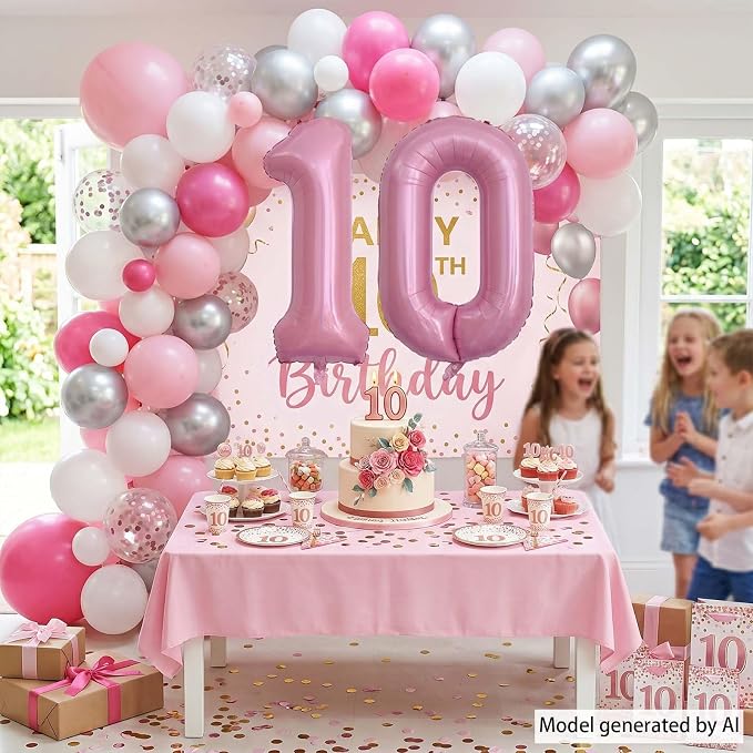 Pearlescent Pink Number 10 Balloon 40 Inch, Shiny Foil - Image 3
