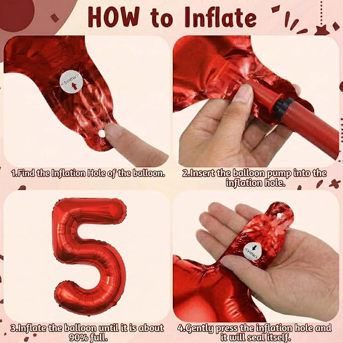 Red Number 15 Balloon 40 Inch, Foil Numeral - Image 5