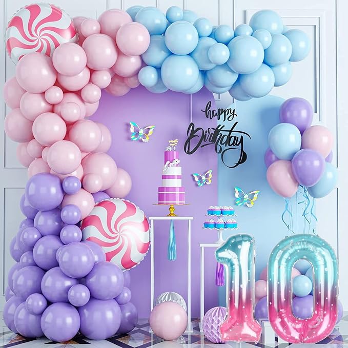 40 Inch Pink Blue Number 10 Balloon, Large Gradient Foil 10 Balloon - Image 6