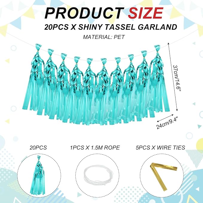MECCANIXITY 20Pcs Shiny Tassel Garland Banner Tissue Paper - Image 2