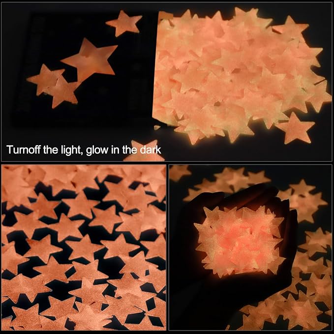 100pcs Glow in The Dark Luminous Stars Fluorescent Noctilucent Plastic Wall - Image 2