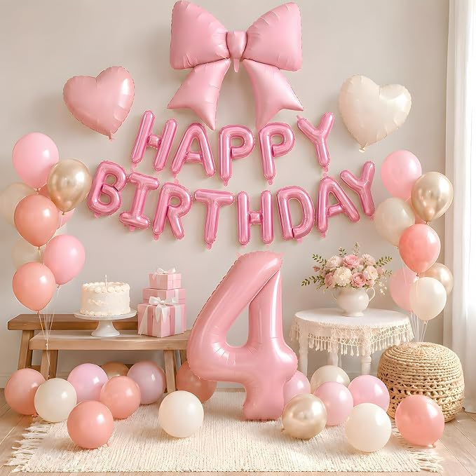 Dusty Pink Number 4 Balloon, 4th Birthday Decorations - Image 6