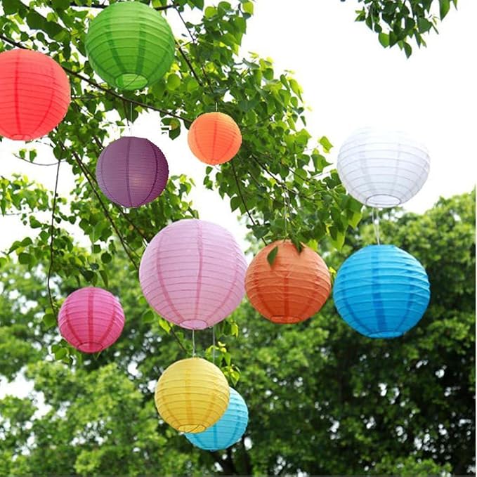 ZOOYOO Rainbow Paper Lanterns, Fiesta Mexican Party Round Hanging Paper - Image 3
