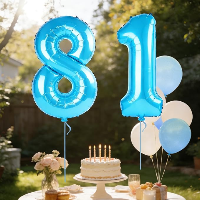 40 Inch Number 81 Balloons for 81st Birthday Party Decorations, 0-100 Jewelry - Image 3