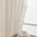 TERLYTEX Linen Curtains for Bedroom Ruffled Edges 47 x 63 Inch, 2 Panels | Rod by TERLYTEX