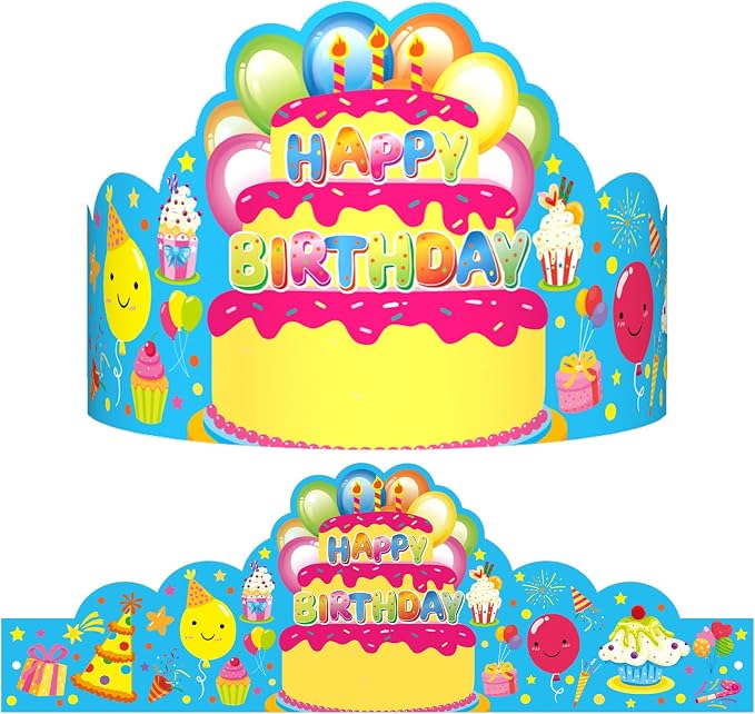 Pack of 36 Birthday Crowns for Kids by AUGTHEEP