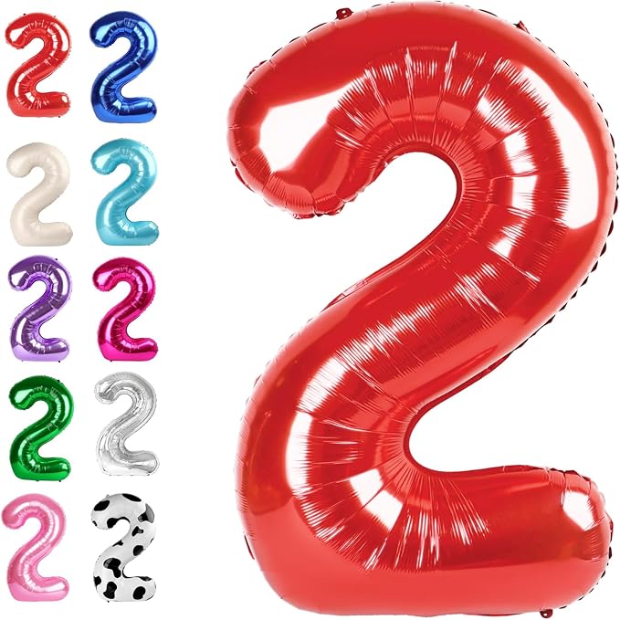 Red Number 2 Balloon 40 inch, Balloon numbers party supplies, deco photo shoot by Upgesy
