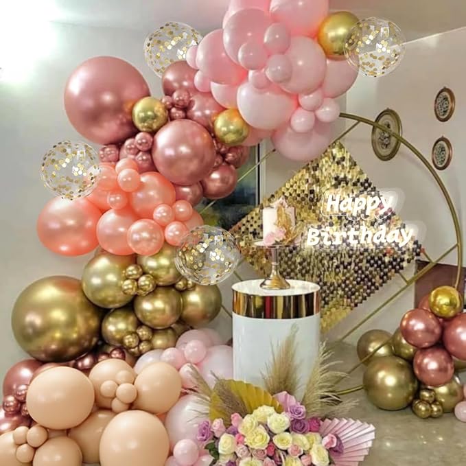 Pink and Gold Balloon Garland Arch Kit - Image 4