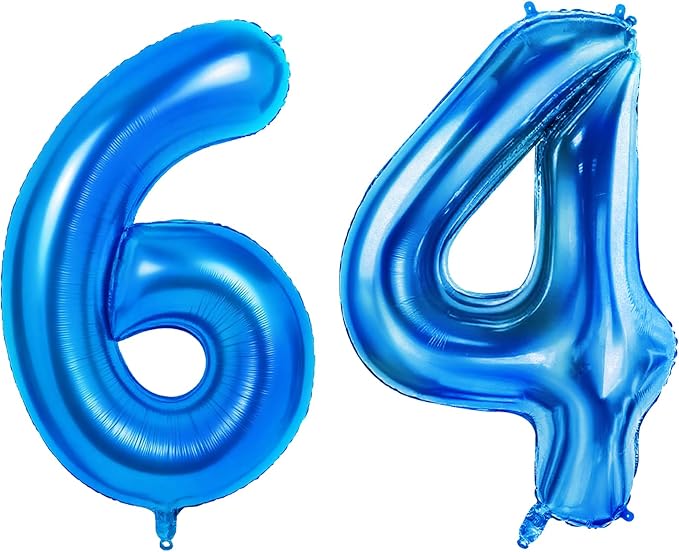 Number 64 Balloons for 64th Birthday Party Decorations, 0-100 Large No.64 by Joycard