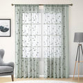 HOMEIDEAS Sage Green Sheer Curtains 52 X 96 Inches Long 2 Panels Embroidered by HOMEIDEAS