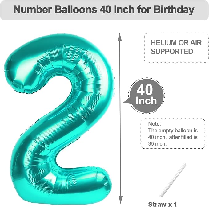 Happy Birthday Balloon 40 Inch Blue-Green 1 Balloon - Image 5