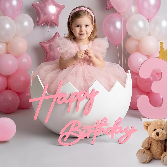Pink Happy Birthday Sign for Backdrop - Image 6