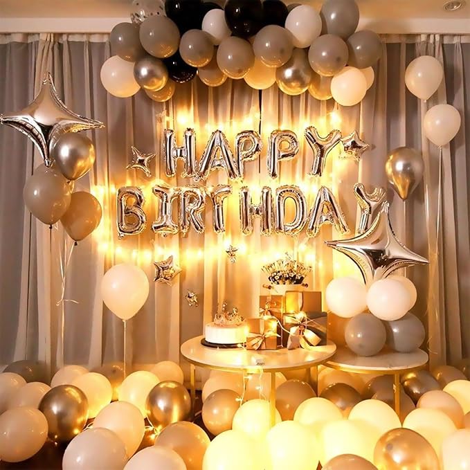 CANREVEL Happy Birthday Banner Decorations + Sign Balloons, - Image 4