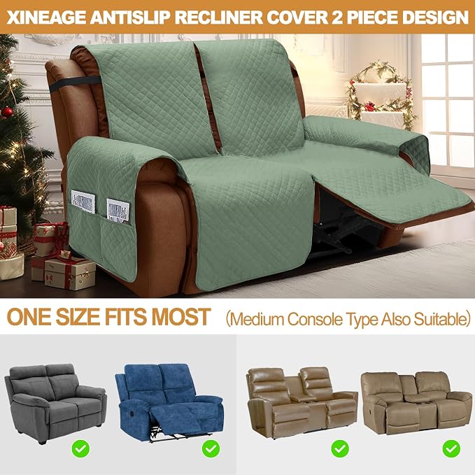 XINEAGE Water Resistant Recliner Cover, 2 Seat Loveseat Covers - Image 5