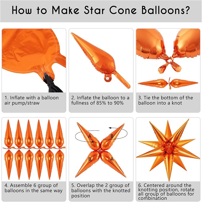 72 Pcs Star Balloons Foil Explosion Balloons Magic 12 Point Star Cone Balloon - Image 7