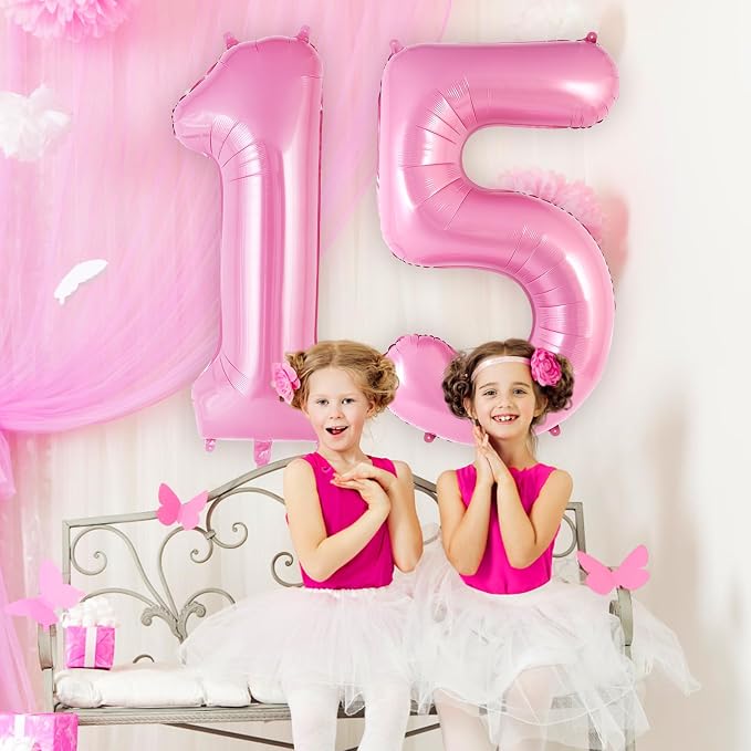 Pink Number 15 Balloon, 40 Inch Big Large Foil Helium Number Balloons, Giant - Image 5
