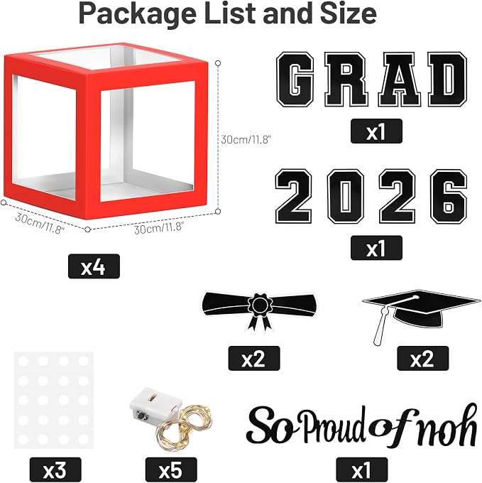 2026 Graduation Party Decorations, HYMENEX Set of 4 Graduation Boxes - Image 2