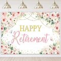 Mocsicka Happy Retirement Backdrop Pink Floral Women Retirement Banner Party by Mocsicka