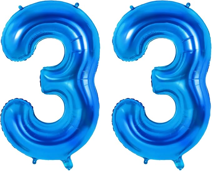 Number 33 Balloons for 33rd Birthday Party Decorations, 0-100 Large No.33 by Joycard