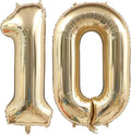 Champagne Gold 10 Balloon Number, 40 Inch Light Gold 10 Balloons Big Foil Mylar by BBPOOL