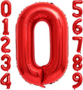 Red 0 Number Balloons, 40 Inch 0 Balloons Foil Mylar Helium Big Red 0 Balloon by BBPOOL