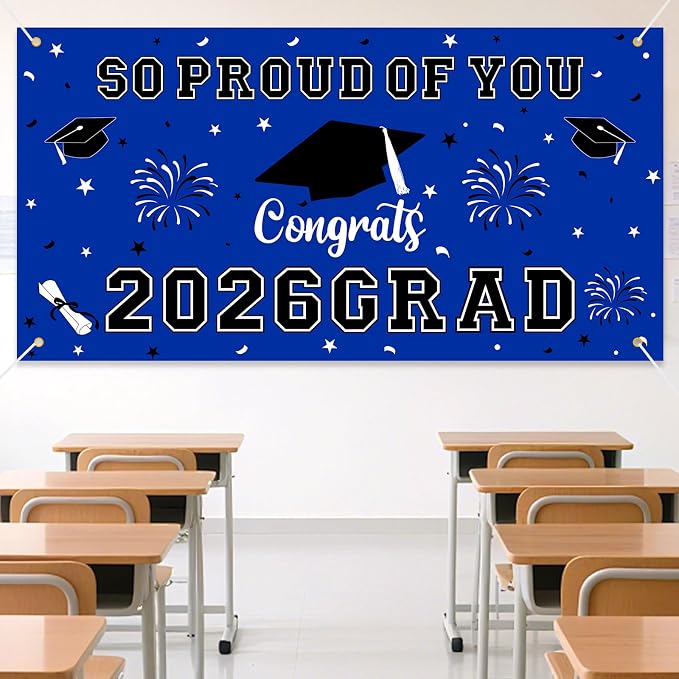Graduation Decorations 2026 Blue Graduation Banner 66.1" x 33.8" Graduation - Image 3