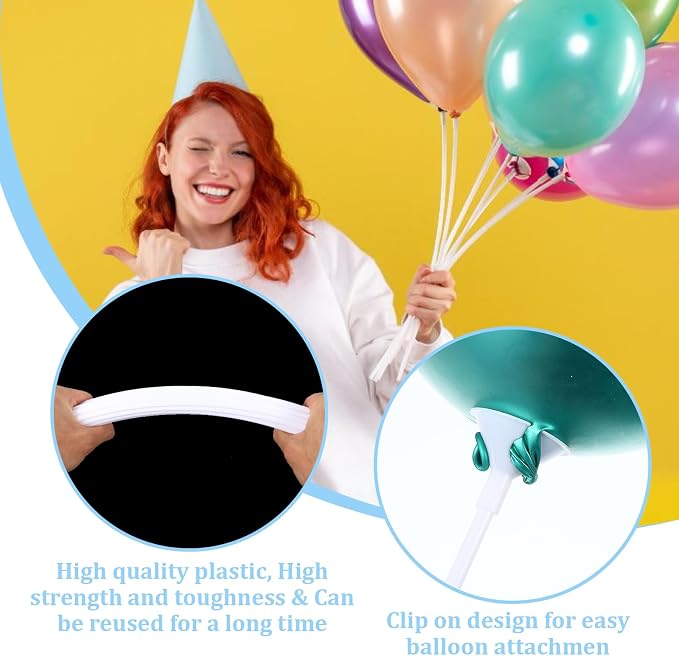 JJUNW 20 Pcs Balloon Sticks, Long Plastic Balloon Sticks - Image 3