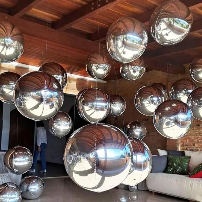 HILAVO 12PCS Silver Foil Balloons, 22in 15in 10in Different Sizes 4D Round Foil - Image 5