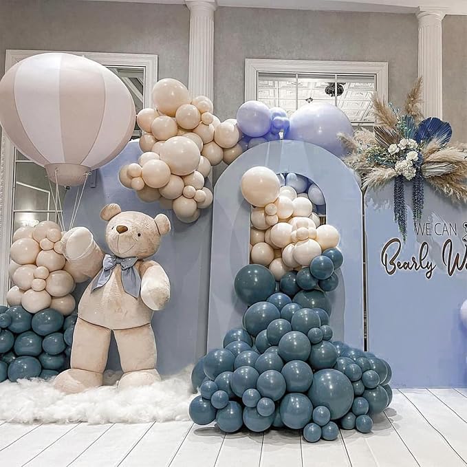 PartyWoo Slate Blue Balloons 140pcs Navy Dusty Blue Boho Neutral Color | 18 12 - Image 8