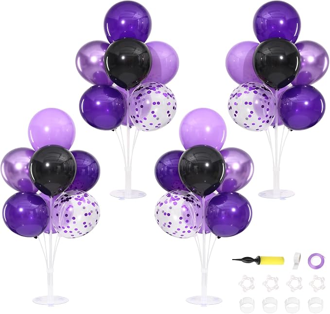 4 Sets Purple Black Balloons Stand by ZyloonDecoration