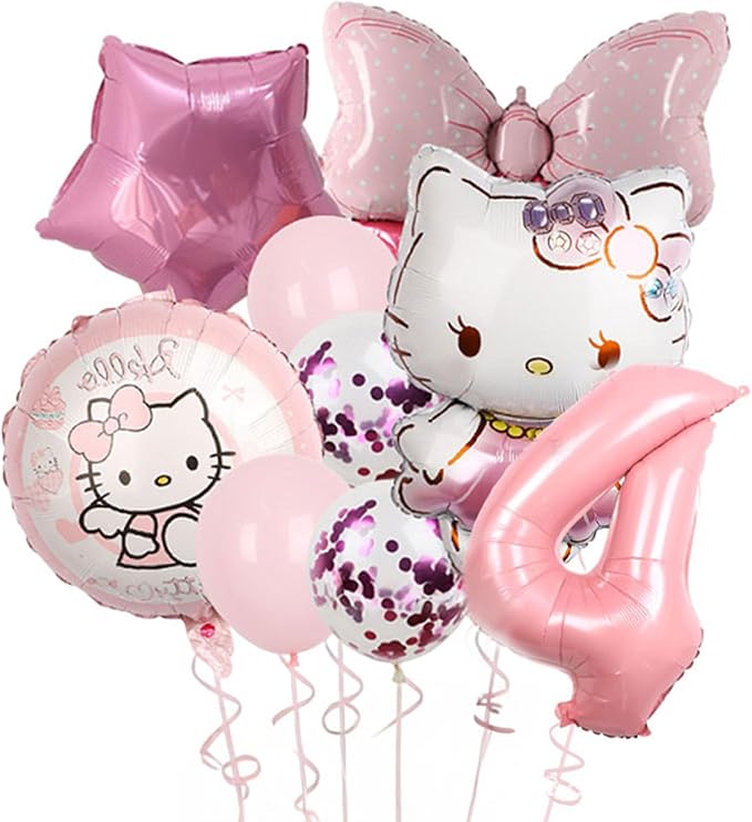 Cartoon Party Balloons, Cute Number 4 Balloon by TiaJaMi