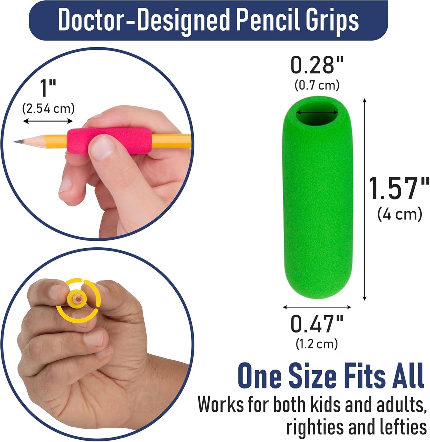 The Pencil Grip The Classics Soft Foam Pencil Grips, Ergonomic Writing Aid For Lefties And Righties, 1.5 Inch Long, Assorted Colors, 12 Count - TPG-16412
