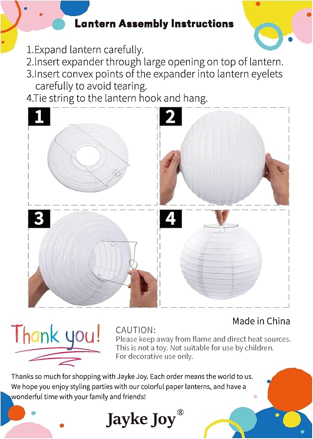 15pcs White Paper Lanterns for Outdoor Indoor Party Decoration - Image 8