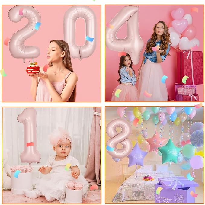 40 inch Pink Number Balloon Light Pink 3 Balloon Number 3 Balloon - Image 4