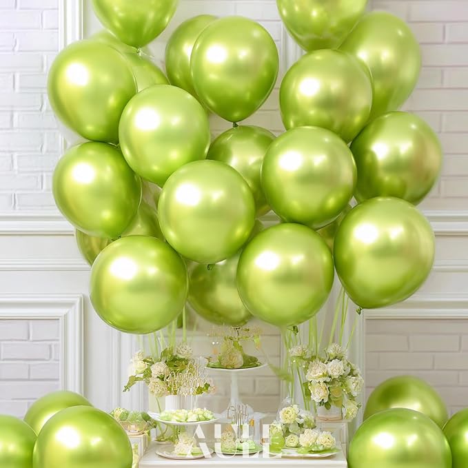 AULE 50Pcs Metallic 12 Inch Lime Green Chrome Helium Shiny Thicken Balloons | - Image 3