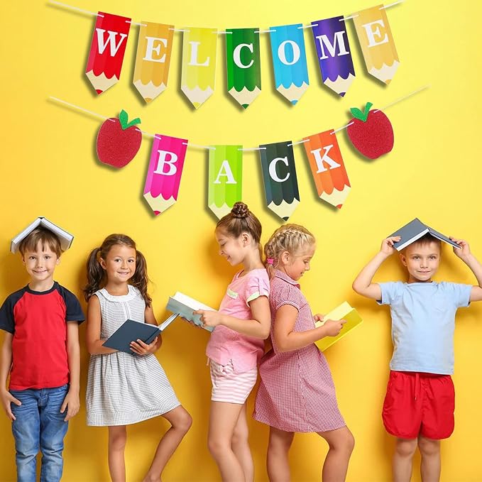 Welcome Back Banner Colorful Pencil Back to School Decorations First Day of - Image 4