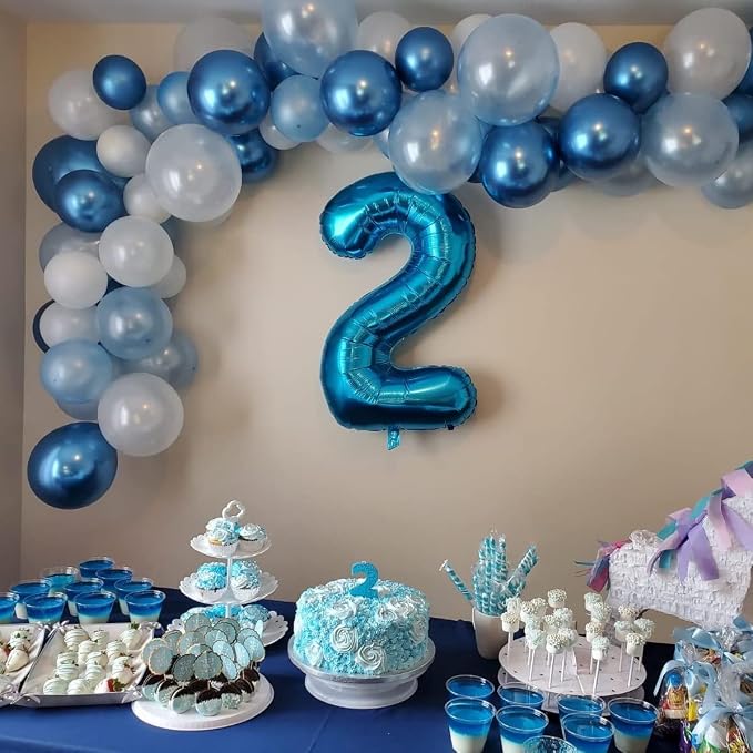 Blue Number 70 Balloons, 40 Inch Large Blue Foil Number 7 & 0 Balloons - Image 6