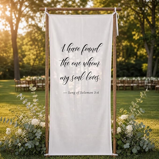 Song of Solomon Wedding Banner 73 x 30 Inch, Polyester Bible Verse Hanging Sign - Image 5
