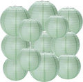 Dusty Sage Green Paper Lanterns 12Pcs Hanging Round Paper Lanterns Decorative by Unknown