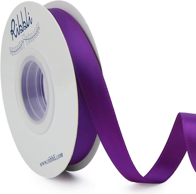Ribbli Purple Double Faced Satin Ribbon, 1/2 Inch x Continuous 25 Yards by Ribbli