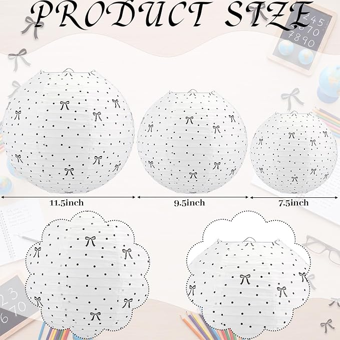 Treela 12 Pcs Back to School Paper Lanterns, Classroom Decorations Black Bow - Image 2