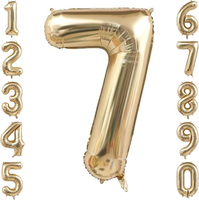 White Gold Number 7 Balloon 40 Inch, Foil Numeral by Unknown