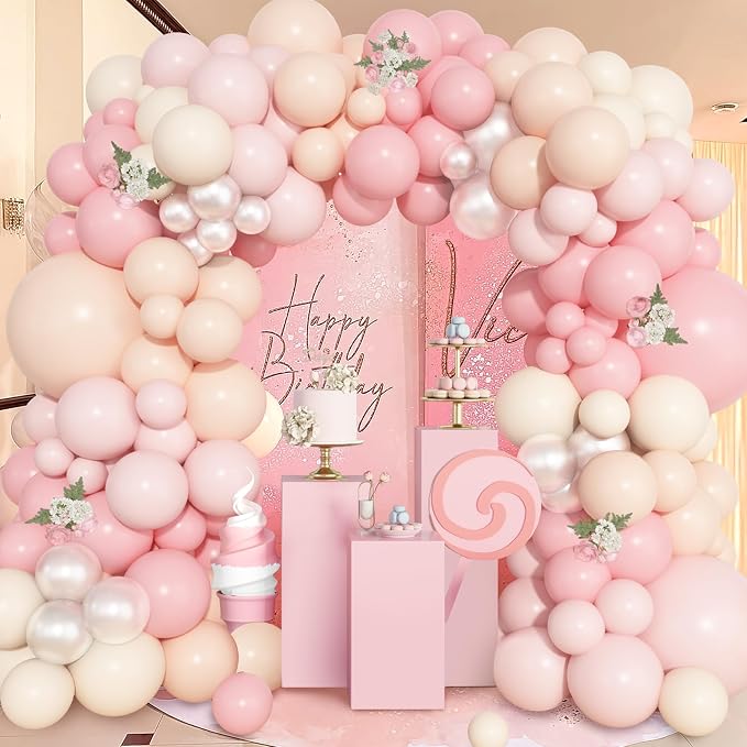 157Pcs Pink Balloons Arch Garland Kit Different Size | Light Pastle Pink Ivory - Image 3