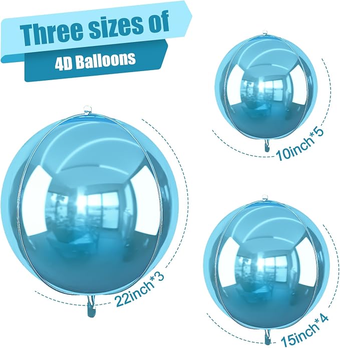 12Pcs Light Blue Round Foil Balloons, Metallic Pearl Blue Foil Balloon - Image 2
