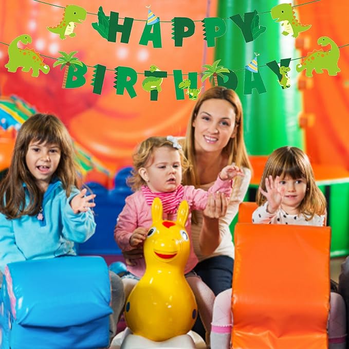 Dinosaur Birthday Banner | Green Dinosaur Birthday Party Decorations - Image 5