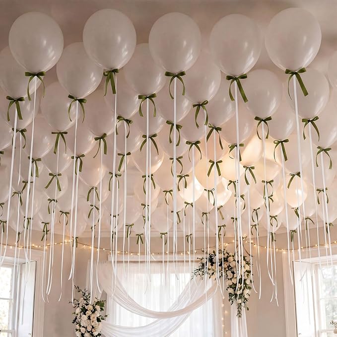 Gejoy 62 Pcs Ceiling Balloons Kit 12'' Pearl White Balloons by Gejoy