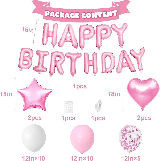 Pink White Birthday Decorations - Image 2