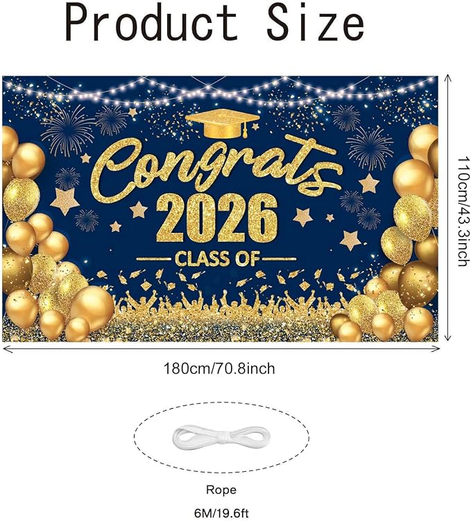 Congrats Class of 2026 Banner Graduation Decorations - Image 3
