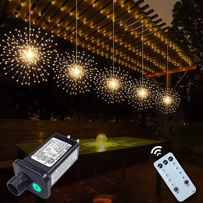 PXBNIUYA 5 Pack 1000LED Plug in Starburst Sphere Lights, Firework Light 8 Modes - Image 6