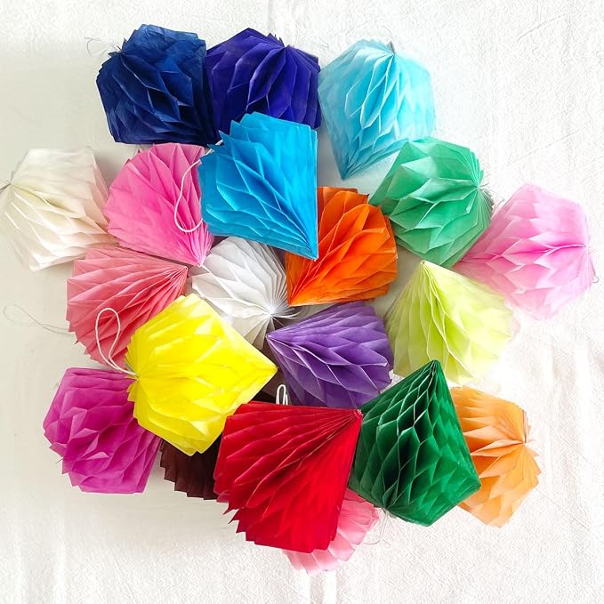 20pcs 4'' Honeycomb Diamond Decorations Tissue Paper Honeycomb Balls | Party - Image 3